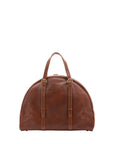 Borsa da viaggio unisex in vera pelle 100% cotone 4589-MARRONE Alessia Firenze