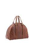 Borsa da viaggio unisex in vera pelle 100% cotone 4589-MARRONE Alessia Firenze