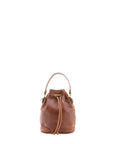 Borsa a secchiello unisex in vera pelle 100% cotone 4535-MARRONE Alessia Firenze