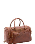 Borsa da viaggio unisex in vera pelle 100% cotone 4045-MARRONE Alessia Firenze
