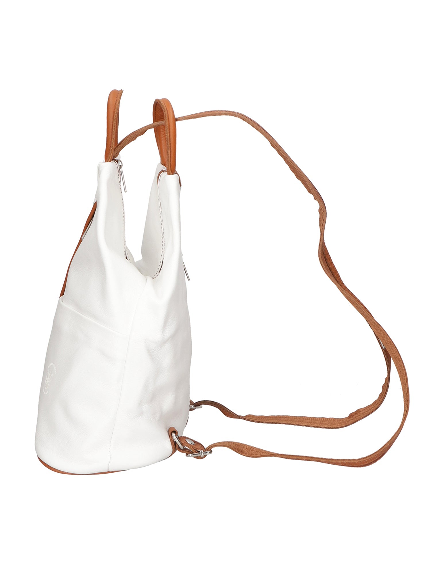 Erika Zaino da donna in vera pelle Casual 80072-BIANCO-CUOIO Chiara Ferretti