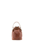Borsa a secchiello unisex in vera pelle 100% cotone 4535-MARRONE Alessia Firenze