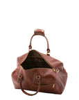 Borsa da viaggio unisex in vera pelle 100% cotone 4311-MARRONE Alessia Firenze