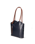 Fabiola Borsa a spalla da donna 100% pelle 9039-BLU MARRONE Chiara Ferretti