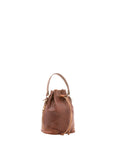 Borsa a secchiello unisex in vera pelle 100% cotone 4535-MARRONE Alessia Firenze