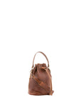 Borsa a secchiello unisex in vera pelle 100% cotone 4535-MARRONE Alessia Firenze