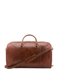 Borsa da viaggio unisex vera pelle 100% cotone 4038-MARRONE Alessia Firenze