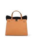 Arancia Borsa a mano da donna 100% pelle 8969-CUOIO+NOCCIOLA Chiara Ferretti