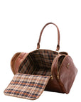 Borsa da viaggio unisex in vera pelle 100% cotone 4045-MARRONE Alessia Firenze