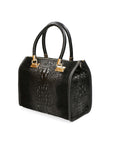 Edna Borsa a bauletto da donna Pelle e camoscio stampato croco 80044-019 NERO Chiara Ferretti