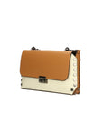 Vera pelle 8641-BEIGE+CUOIO Borsa a tracolla da donna Evanthe Pro Chiara Ferretti