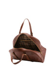 Borsa da viaggio unisex in vera pelle 100% cotone 4589-MARRONE Alessia Firenze