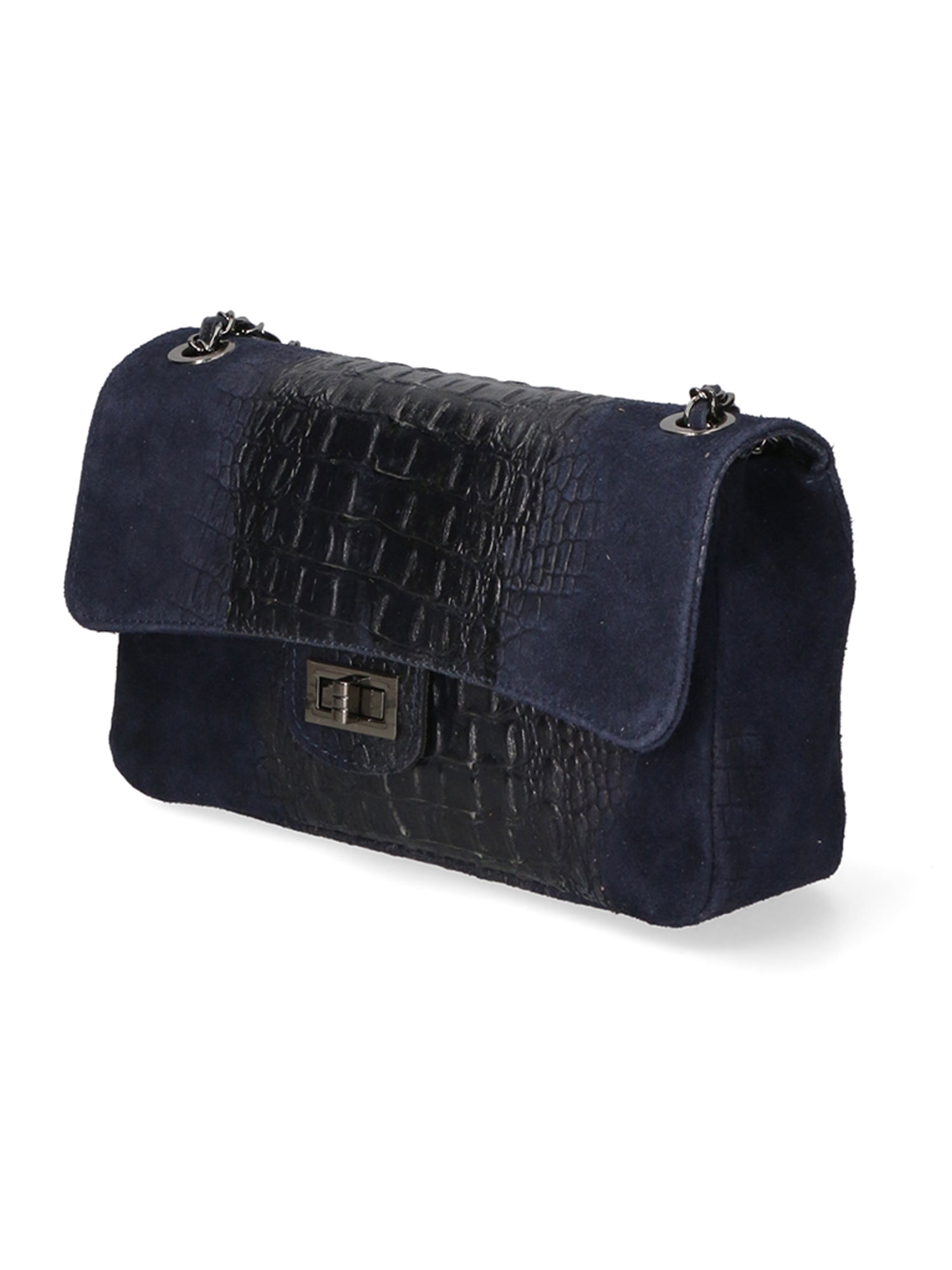 Edvige Borsa a spalla da donna Pelle Croco Stampata 80045-BLU Chiara Ferretti