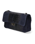 Edvige Borsa a spalla da donna Pelle Croco Stampata 80045-BLU Chiara Ferretti