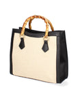 Eterea Borsa a mano da donna Misto pelle e tessuto 05097-142+D28 NERO Chiara Ferretti