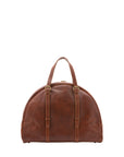 Borsa da viaggio unisex in vera pelle 100% cotone 4589-MARRONE Alessia Firenze