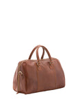 Borsa da viaggio unisex in vera pelle 100% cotone 4040-MARRONE Alessia Firenze