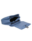 Lila Damenhandtasche aus echtem Leder, hergestellt in Italien, 17 x 28 x 7 cm