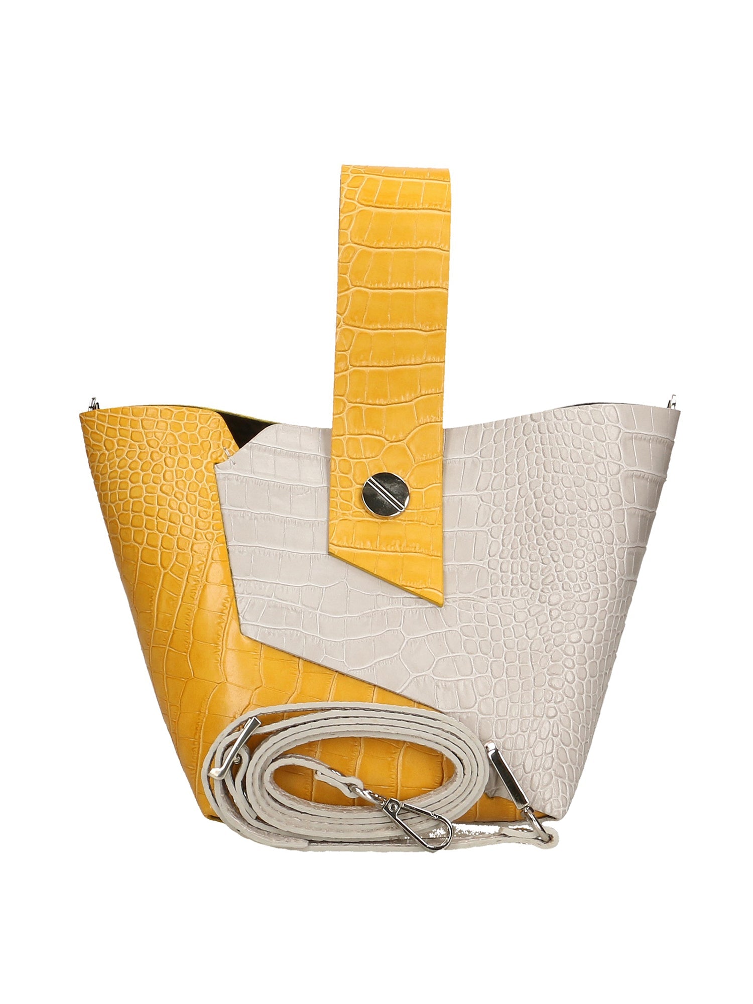 Ombretta Borsa a mano da donna Vera pelle 00643-C36+C16 SENAPE MUSTARD+GRIGIO GREY Chiara Ferretti