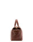 Borsa da viaggio unisex vera pelle 100% cotone 4546-MARRONE Alessia Firenze