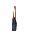 Fabiola Borsa a spalla da donna 100% pelle 9039-BLU MARRONE Chiara Ferretti