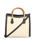 Eterea Borsa a mano da donna Misto pelle e tessuto 05097-142+D28 NERO Chiara Ferretti