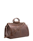 Borsa da viaggio unisex in vera pelle 100% cotone 4563-TESTA DI MORO Alessia Firenze