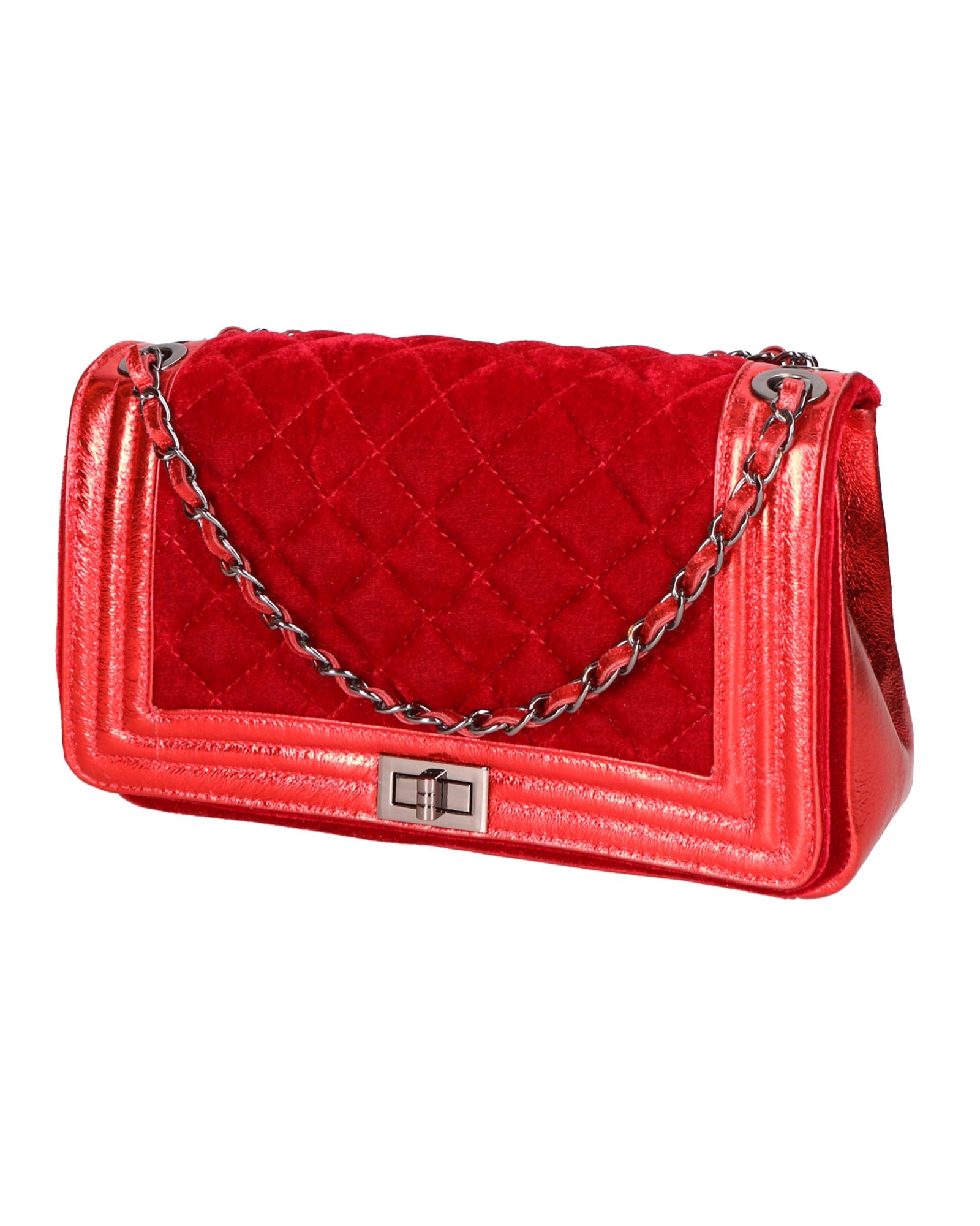 Valeriana Borsa a tracolla da donna Velluto e pelle 1139-ROSSO  Chiara Ferretti