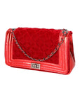 Valeriana Borsa a tracolla da donna Velluto e pelle 1139-ROSSO  Chiara Ferretti