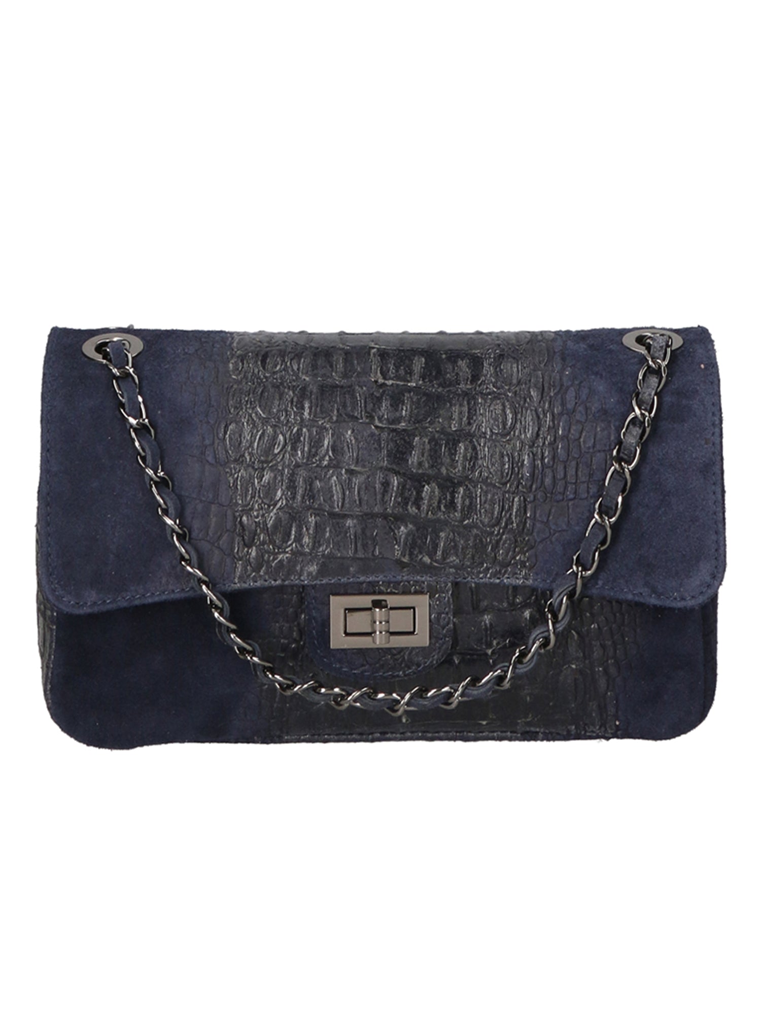 Edvige Borsa a spalla da donna Pelle Croco Stampata 80045-BLU Chiara Ferretti