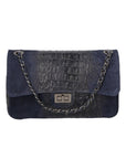 Edvige Borsa a spalla da donna Pelle Croco Stampata 80045-BLU Chiara Ferretti