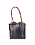 Fabiola Borsa a spalla da donna 100% pelle 9039-BLU MARRONE Chiara Ferretti