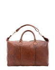 Borsa da viaggio unisex in vera pelle 100% cotone 4046-MARRONE Alessia Firenze