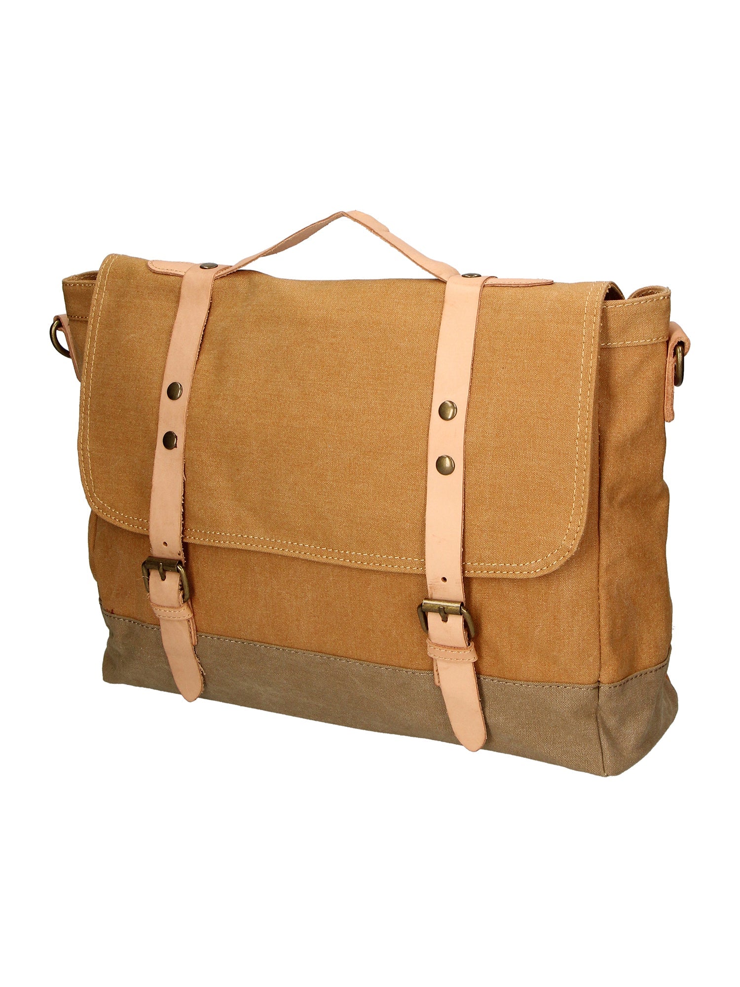 Minerva Borsa a mano unisex Canvas e pelle ZG3011-CUOIO COGNAC Chiara Ferretti