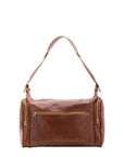 Borsa da viaggio unisex in vera pelle 100% cotone 4037-MARRONE Alessia Firenze