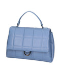 Lila Damenhandtasche aus echtem Leder, hergestellt in Italien, 17 x 28 x 7 cm