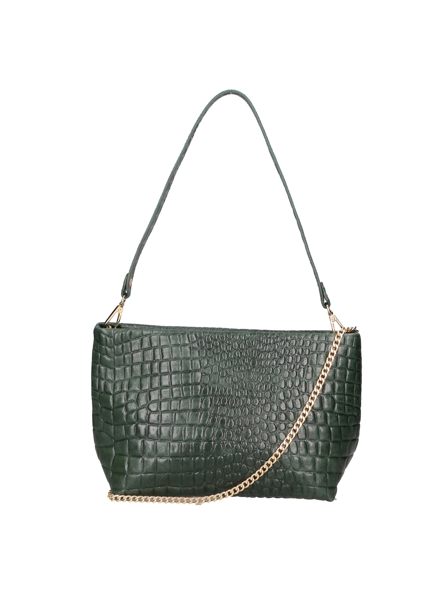 Lorelei Borsa a spalla da donna Vera pelle croco 06498-017 VERDE BOTTIGLIA Chiara Ferretti