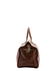 Borsa da viaggio unisex in vera pelle 100% cotone 4091-MARRONE Alessia Firenze