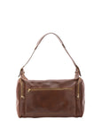 Borsa da viaggio unisex in vera pelle 100% cotone 4037-TESTA DI MORO Alessia Firenze