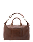 Borsa da viaggio unisex in vera pelle 100% cotone 4046-TESTA DI MORO Alessia Firenze