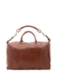 Borsa da viaggio unisex in vera pelle 100% cotone 4046-MARRONE Alessia Firenze