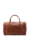 Borsa da viaggio unisex in vera pelle 100% cotone 4045-MARRONE Alessia Firenze
