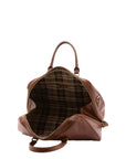Borsa da viaggio unisex in vera pelle 100% cotone 4040-MARRONE Alessia Firenze