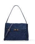 Borsa a Mano in Vera Pelle Blu Jeans