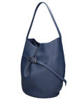 Borsa a Mano in Vera Pelle Blu Jeans