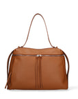 Borsa a Mano in Vera Pelle Cuoio Scuro Chiara Ferretti