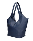 Borsa a Mano in Vera Pelle Blu Jeans