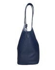 Borsa a Mano in Vera Pelle Blu Jeans