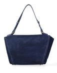 Borsa a Spalla in Vera Pelle Blu Jeans