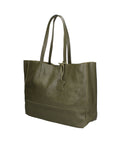 Borsa a Mano in 100% Cow Leather Verde Militare